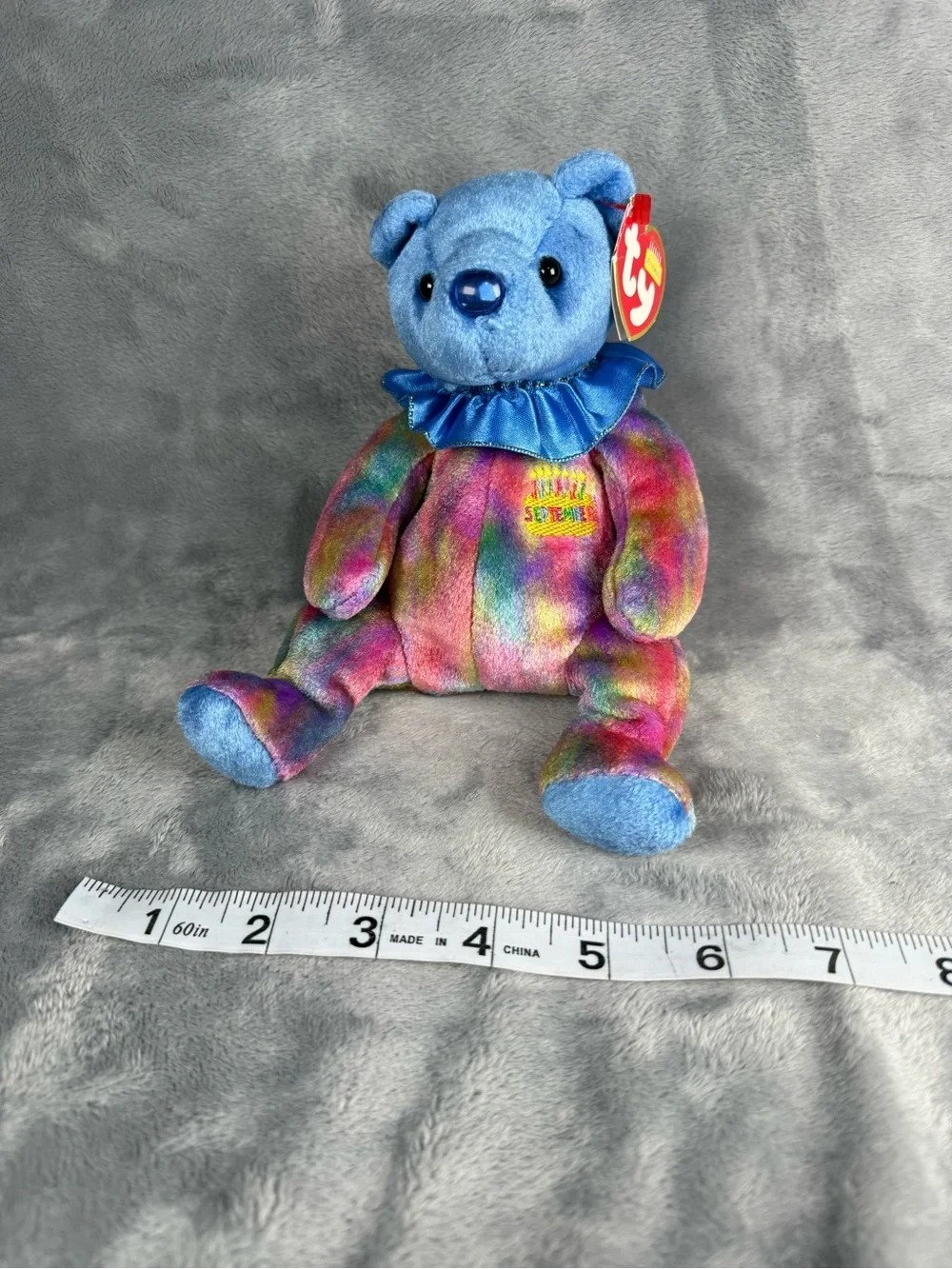 Ty Beanie Baby September Birthday Bear Vintage 2001 Sapphire Nose